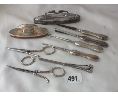 Two nail buffers, button hooks etc     