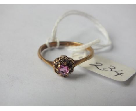 9ct pink stone ring 1.5g      