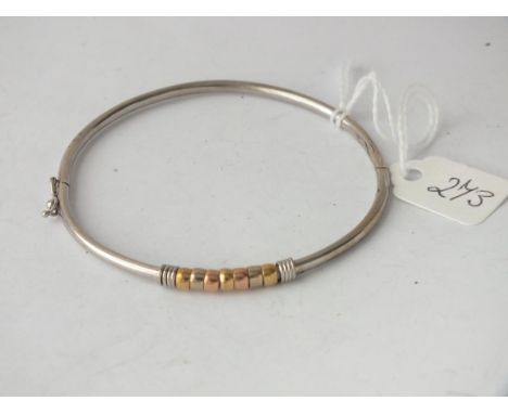 9ct white and yellow gold slim bangle 5.1g    