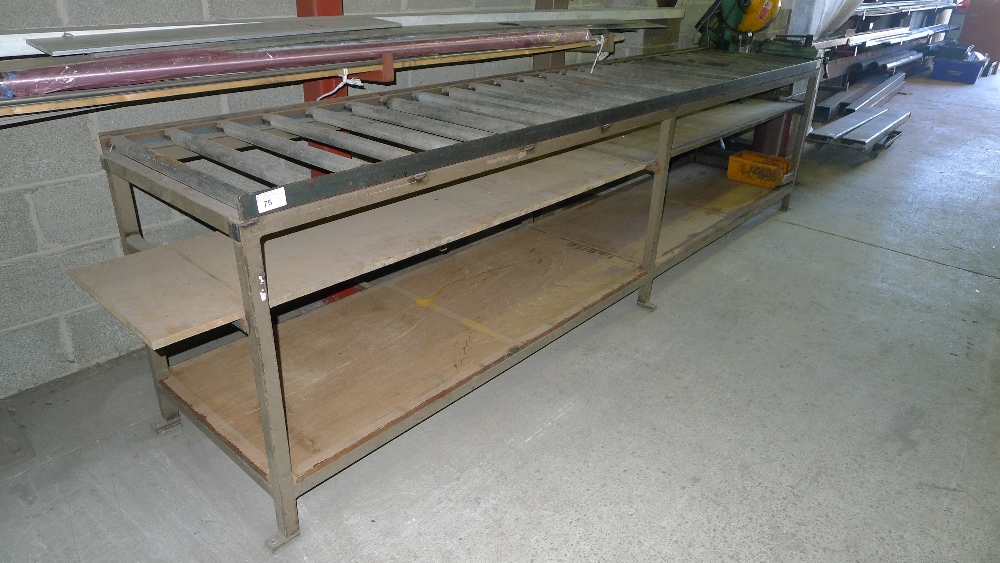 1 free standing roller feed table approx 3.6m long, 70cm wide (rollers ...