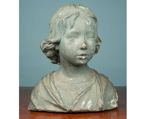 After Andrea della Robbia, bust of a boy, painted plaster, 31cm wide x 34cm highMinor marks and scratches overall with wear t