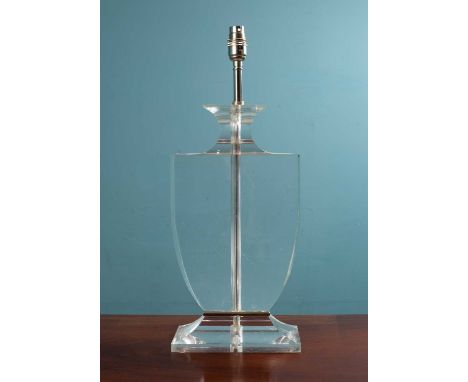 A lucite table lamp, urn style, 51cm x 20.5cmUsed condition, with slight marks and scratches to the lucite surface.