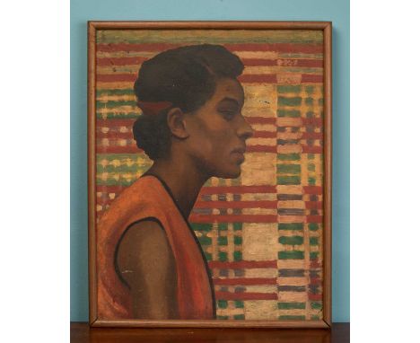 An American Harlem Renaissance portrait of a young woman, oil on canvas, 50cm x 39.5cmOverall this work is in decent conditio