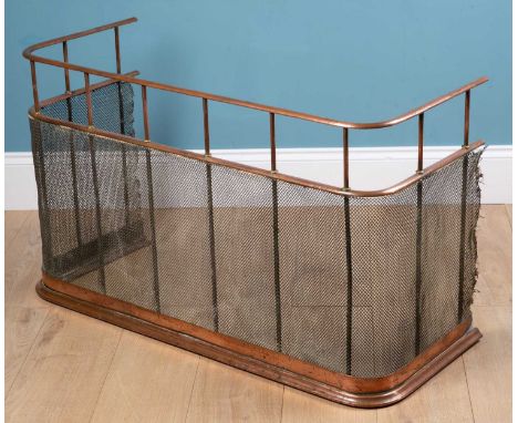 A 19th century copper fire screen, with a metal mesh cover, 101cm wide x 41cm deep x 61cm highUsed condition, with rusting an