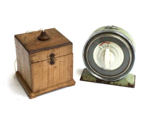 An early 20th century string box; together with a vintage timer 