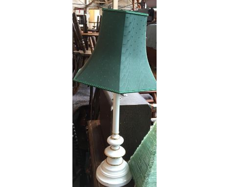 A metal table lamp, with hexagonal green shade, height 78cmH 