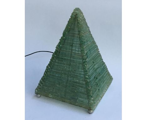 An art glass pyramid lamp, 36x25x25cm 