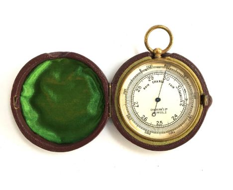 A brass Chadburns Ltd of Liverpool barometer, in leather case 