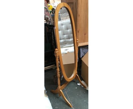 A light oak cheval mirror, 154cmH 