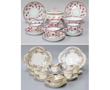 A 19th Century Rockingham Part Tea Service, together with a group of Sunderland lustre teawares, etc. (two trays)