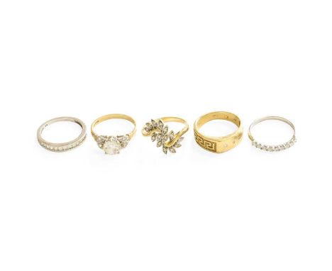 Two 9 Carat White Gold Diamond Half Hoop Rings, one with claw settings, the other channel set, finger size N and N1/2 respect
