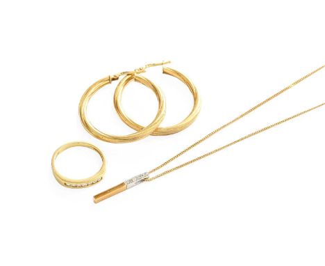 An 18 Carat Gold Diamond Half Hoop Ring, the round brilliant cut diamonds in yellow channel settings, to a plain polished sha