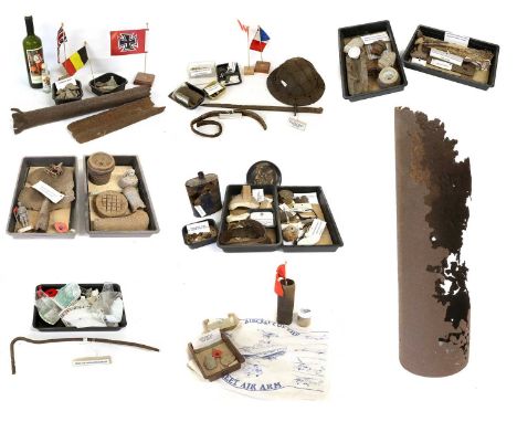 A Quantity of First World War Battlefield Relics, taken from France, Flanders and Gallipoli, including a British Brodie helme