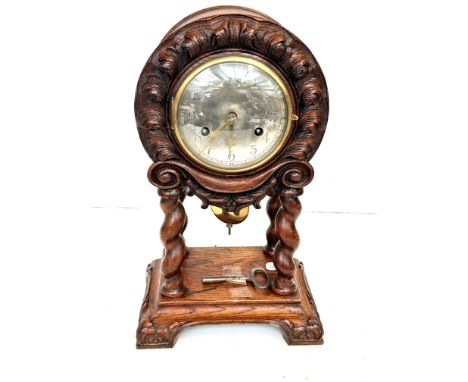 Wooden barley twist mantle clock