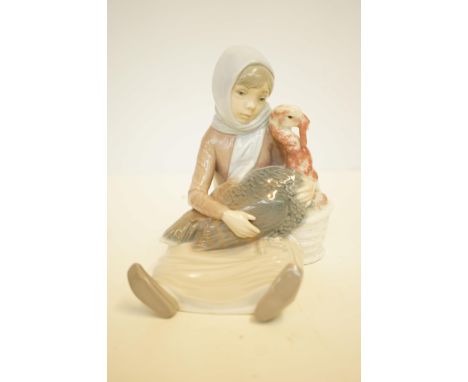 Lladro figure girl with turkey & eggs