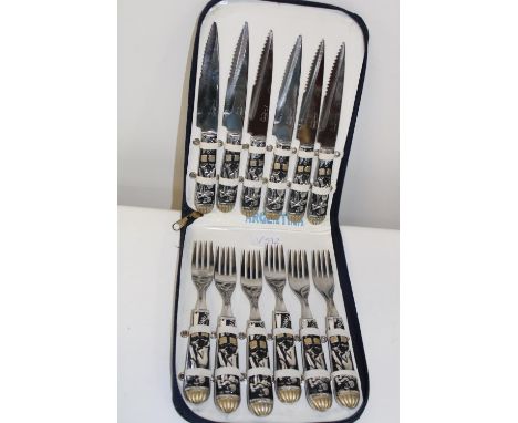 An unusual cased set of  Argentina Tango cutlery 