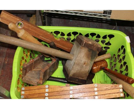 A box of vintage wood working tools &amp; other items 