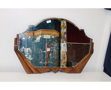 A quality Art Deco period wooden framed &amp; bevelled edged mirror collection only  78x53cm 