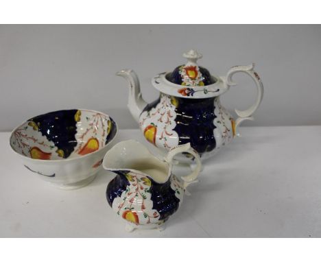 A Chinese teapot sugar bowl &amp; cream jug (sold as seen) 