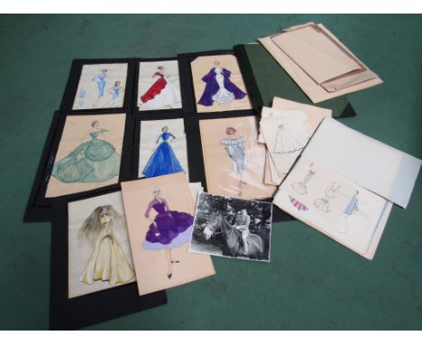 Two fashion portfolios by fashion student Vivienne Johnson from the 1960's who later was offered a placement with Norman Hart