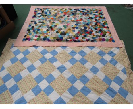 A patch work throw, 170cm x 126cm and a patch work quilt, 190cm x 106cm 