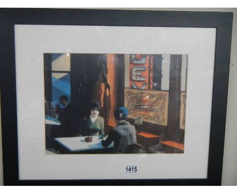A framed and glazed cafe' scene print, COLLECT ONLY. 
