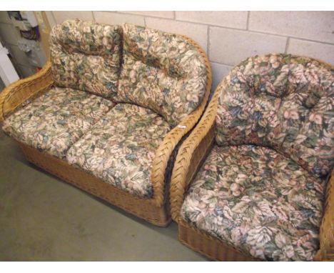 2 seater wicker conservatory sofa and 1 chair COLLECT ONLY 