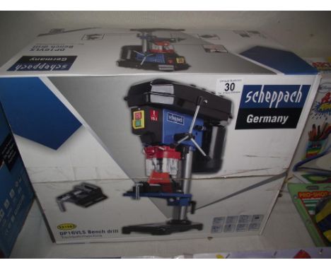 A boxed Scheppach DP16VLS bench drill COLLECT ONLY 