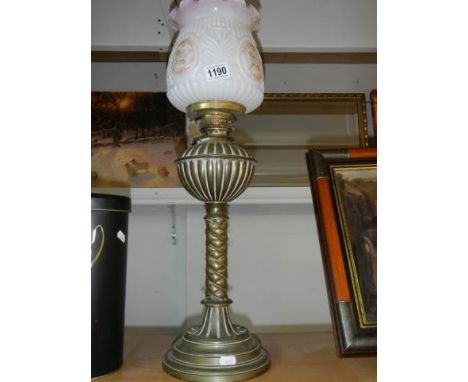 A Victorian oil lamp complete but with later shade, COLLECT ONLY. 