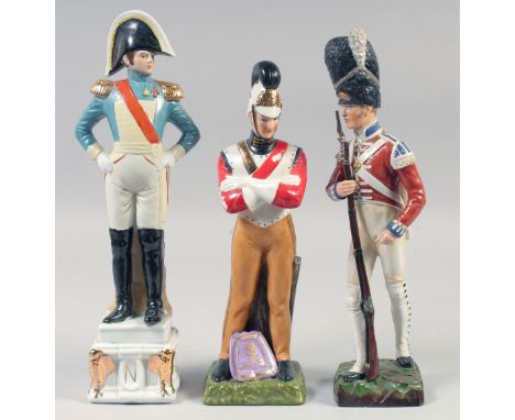 SITZENDORF GRENADIER GUARD, 11", and two other soldiers, (3).