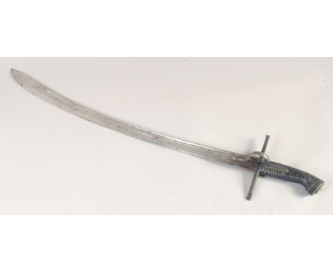 A POLISH HUSSAR'S SWORD, mid 18th century, curved single edged curved blade with three fullers struck with armourer's marks, 