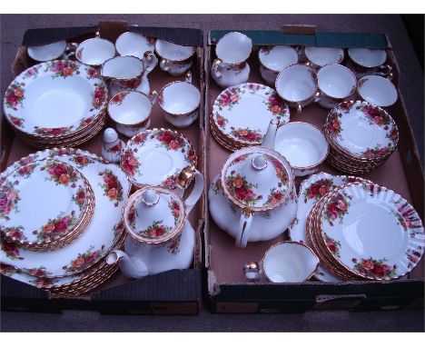 A Royal Albert 'Old Country Roses' part dinner, tea and coffee service.  Comprising six large plates, ten small plates, six b
