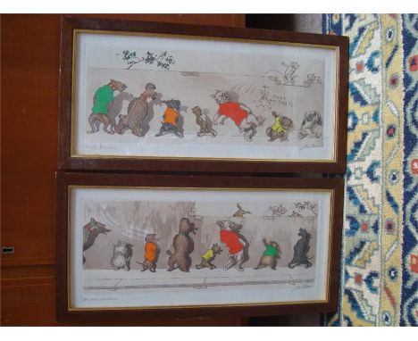 Two framed print etchings by Boris O'Klein (1893 - 1985).  The Dirty Dogs of Paries series, 'Eternals Ennemis' and 'Sus aux C
