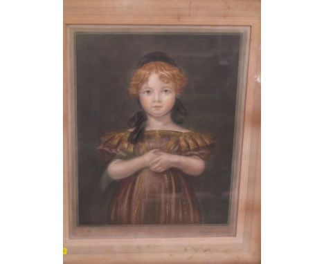 MEZZOTINT PORTRAIT, indistinctly signed and inscribed colour mezzotint "Portrait of a Young Girl", 13" x 9.5" 