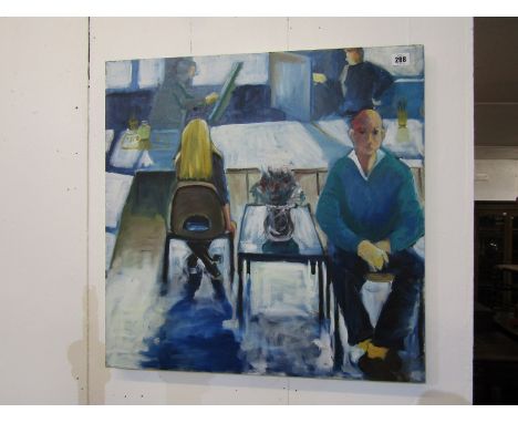 PORTRAIT, unsigned oil on canvas "Portrait Lessons", 24" x 24" 