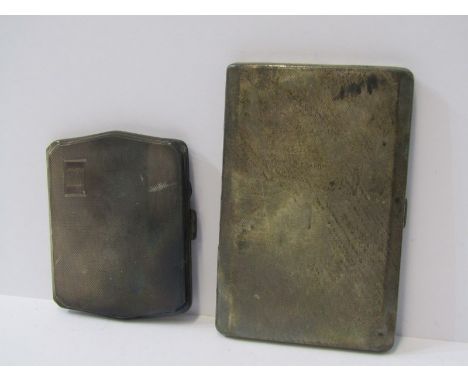 SILVER CIGARETTE CASES, with engine turned decoration, both Birmingham HM, 1936 and 1942, 282 grams 