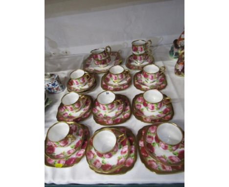 ROYAL ALBERT, "Gilded Rose" pattern teaware, comprising of 8 cups, 9 saucers, 9 tea plates, together with matching cream jug,