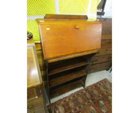 OAK BUREAU BOOKCASE, open shelf base, 25" width 