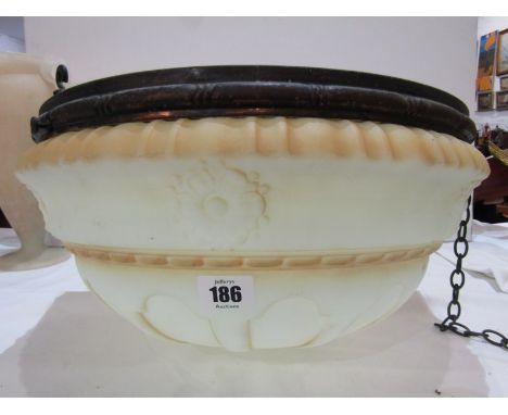 ANTIQUE LIGHTING, early 20th Century mounted opaque glass circular plaffonier, 15" diameter 