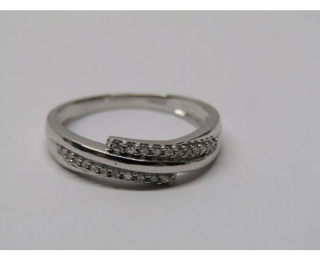 9CT WHITE GOLD DIAMOND SET HALF ETERNITY STYLE RING,  approximately 2.3 grms in weight, size M 