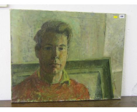 ANTONY RIPLEY HUTCHINSON, signed oil on canvas , dated 1961, "Self Portrait", Royal Academy 1962 exhibition label, 22" x 28" 
