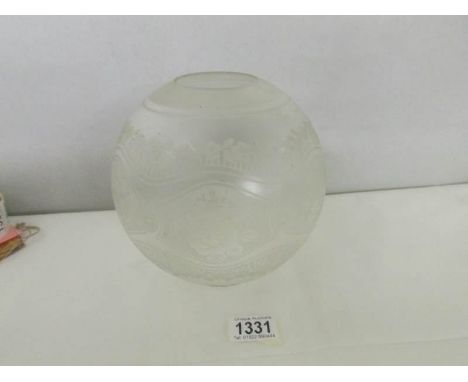 An Edwardian acid etched Duplex oil lamp shade.