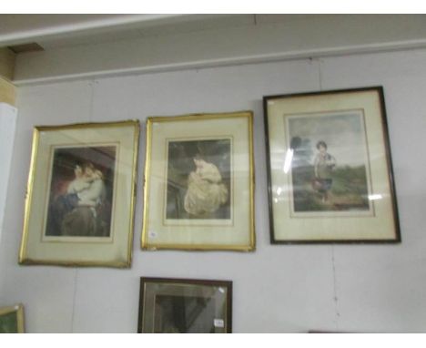 3 framed and glazed signed portrait prints including Arthur Brook, Ellen Jollett and Frank Jollett.
