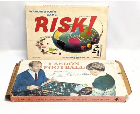 A vintage Casdon Football game with vintage Risk Boardgame. 