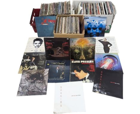 A large collection of vintage vinyl records and LPs, including Elvis Presley, Neil Diamond, Simon &amp; Garfunkel, etc 