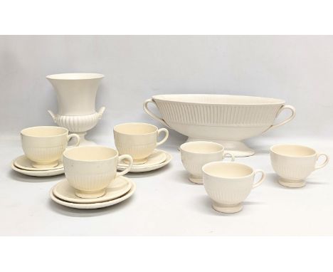 A quantity of Wedgwood Pottery teacups and saucers with Wedgewood pottery vase and Spode pottery vase 