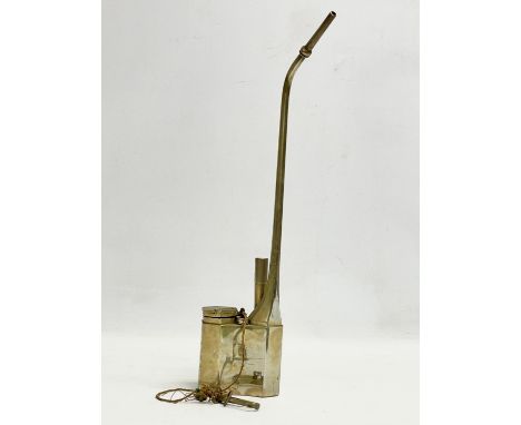 An early 20th century Chinese brass opium pipe. 42cm 
