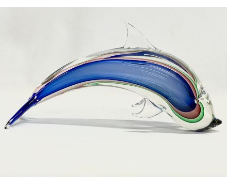 A large Oball Murano Art Glass dolphin. 44x23cm 