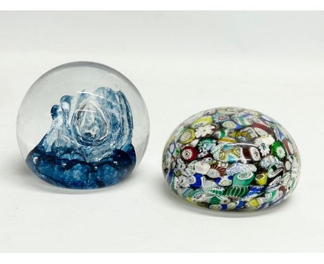 2 paperweights. Murano and Caithness Quicksilver. 