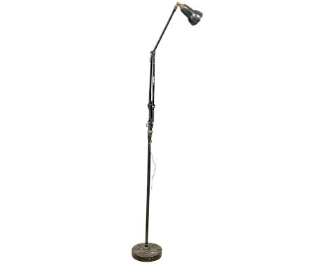 A large Herbert Terry &amp; Sons early 20th century anglepoise machinists floor lamp. 166cm 